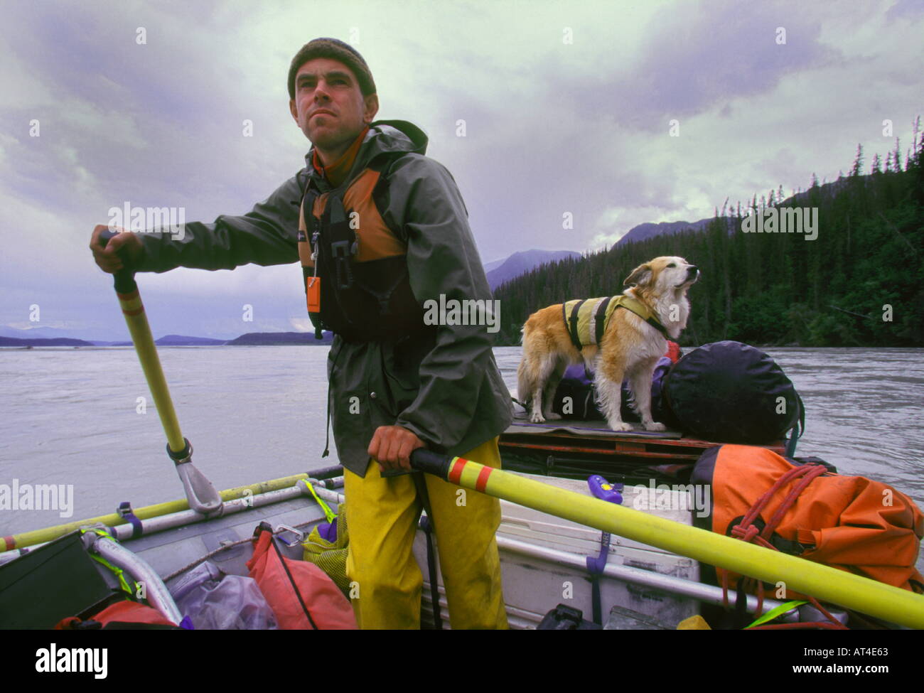River Rafting Guide on Copper River in Alaska Stock Photo - Alamy