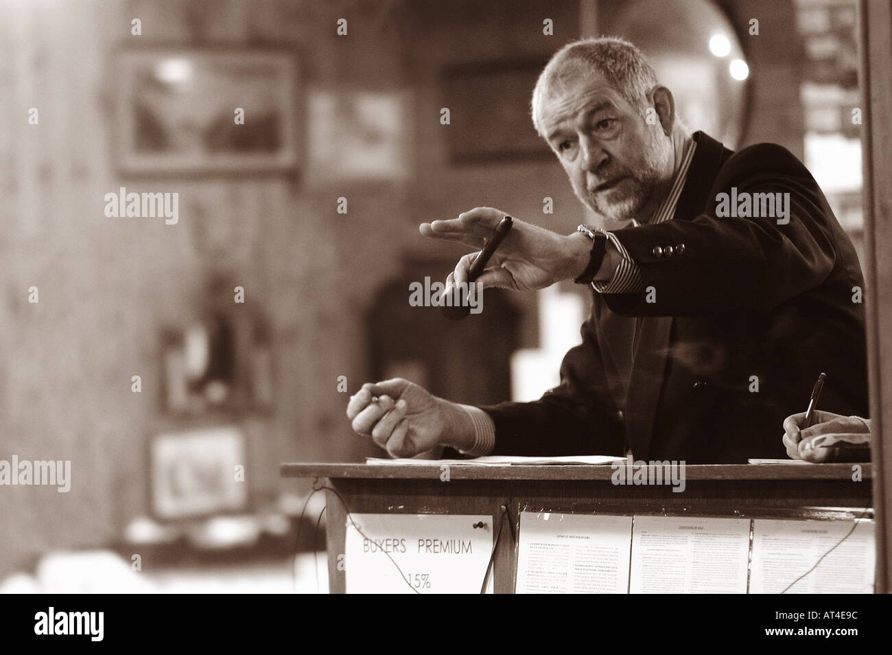 auctioneer holding a mallet Stock Photo