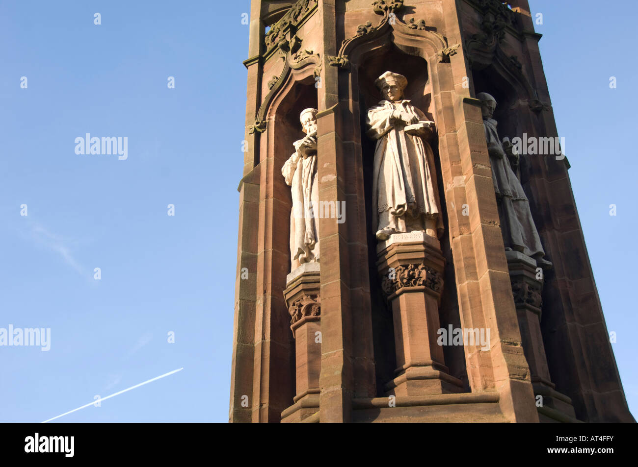 Statues of past bishops outside St Asaph Church in Wales anglican Cathedral North Wales Stock Photo
