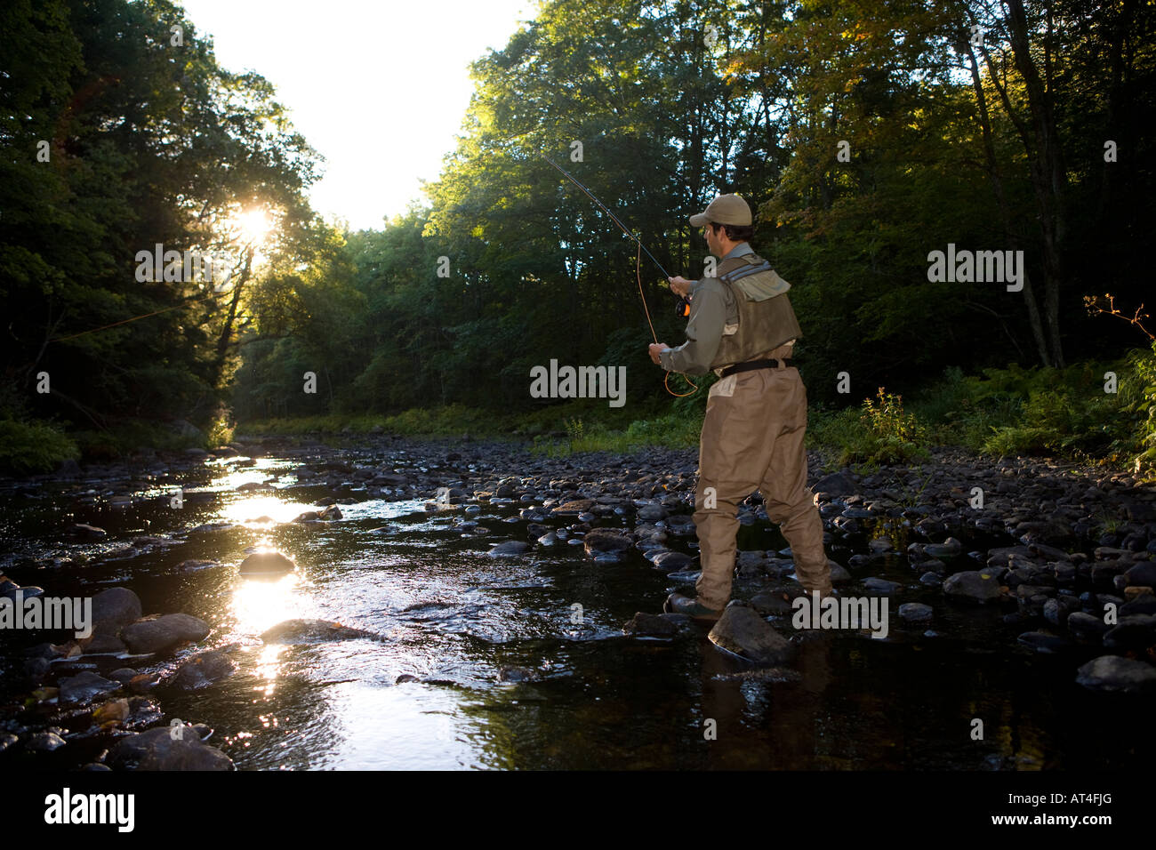 A man flyfishing on the Isinglass River in Barrington, New Hampshire Stock Photo Alamy