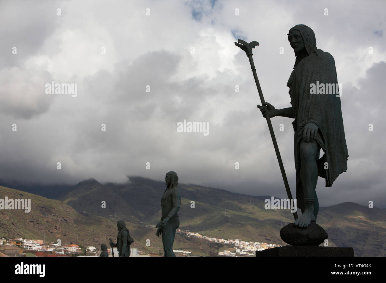 statues of the guanche chiefs with king mencey Tegueste in Candelaria