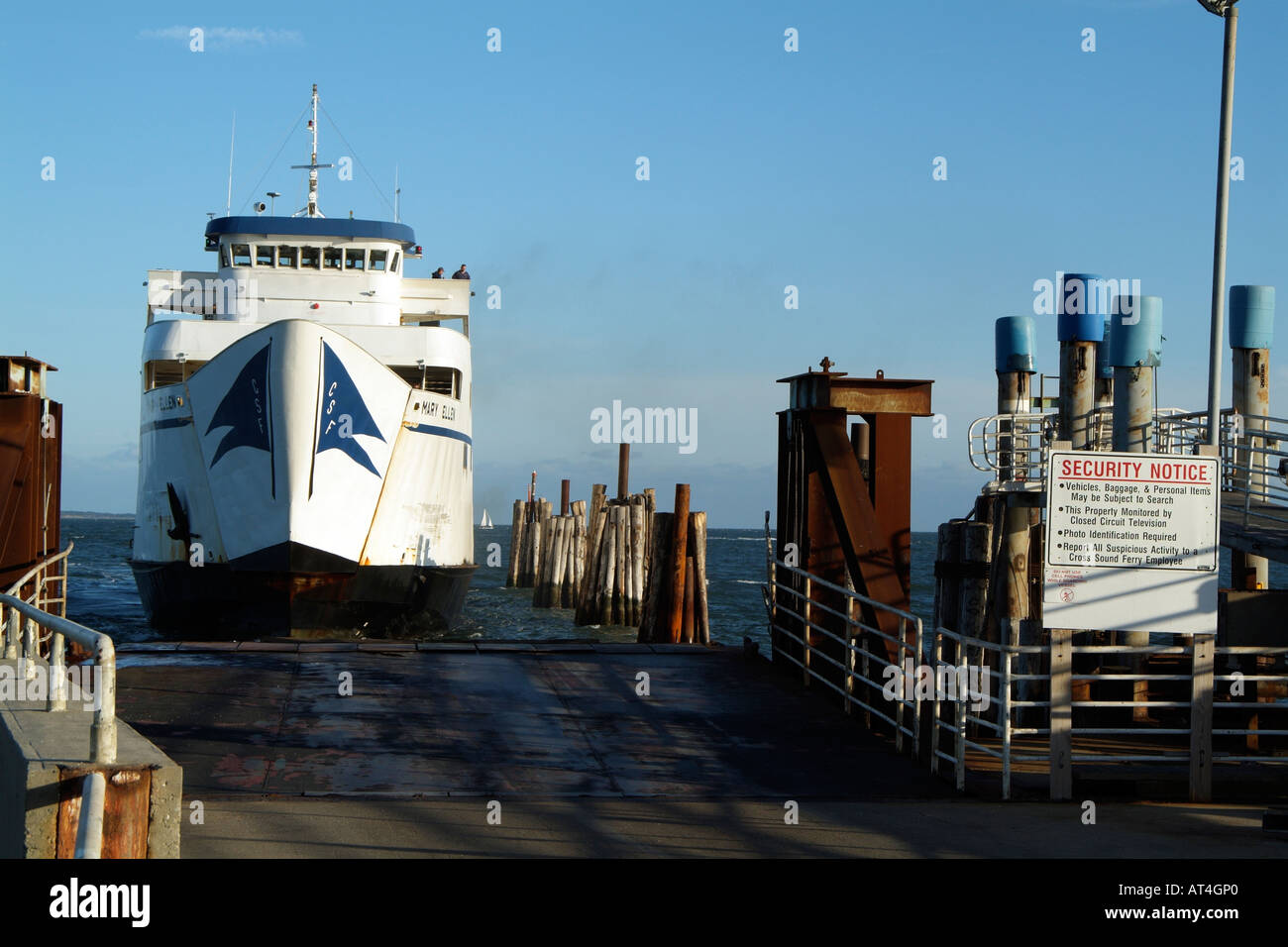 The Mary Ellen ship Cross Sound ferry at Orient Point Long Island New