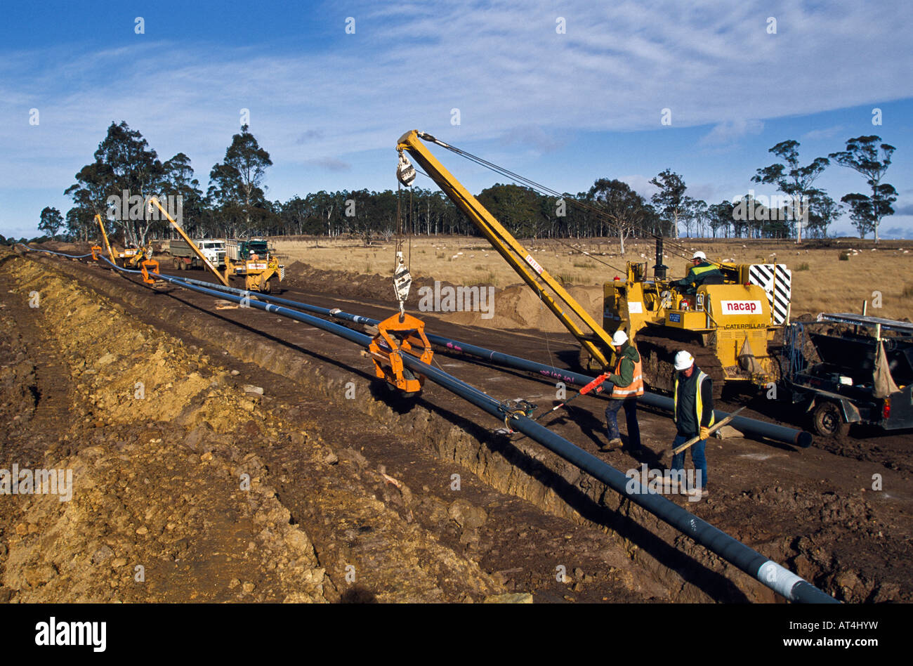 Laying gas pipeline Australia Stock Photo Alamy