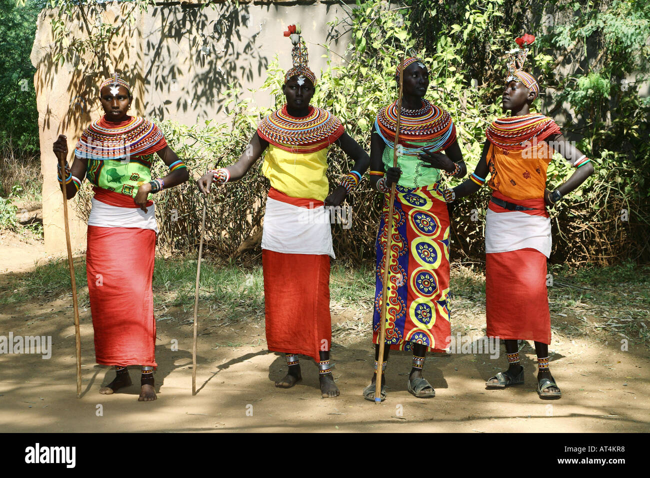 four Samburu women in traditional clothing, Kenya Stock Photo 9257655