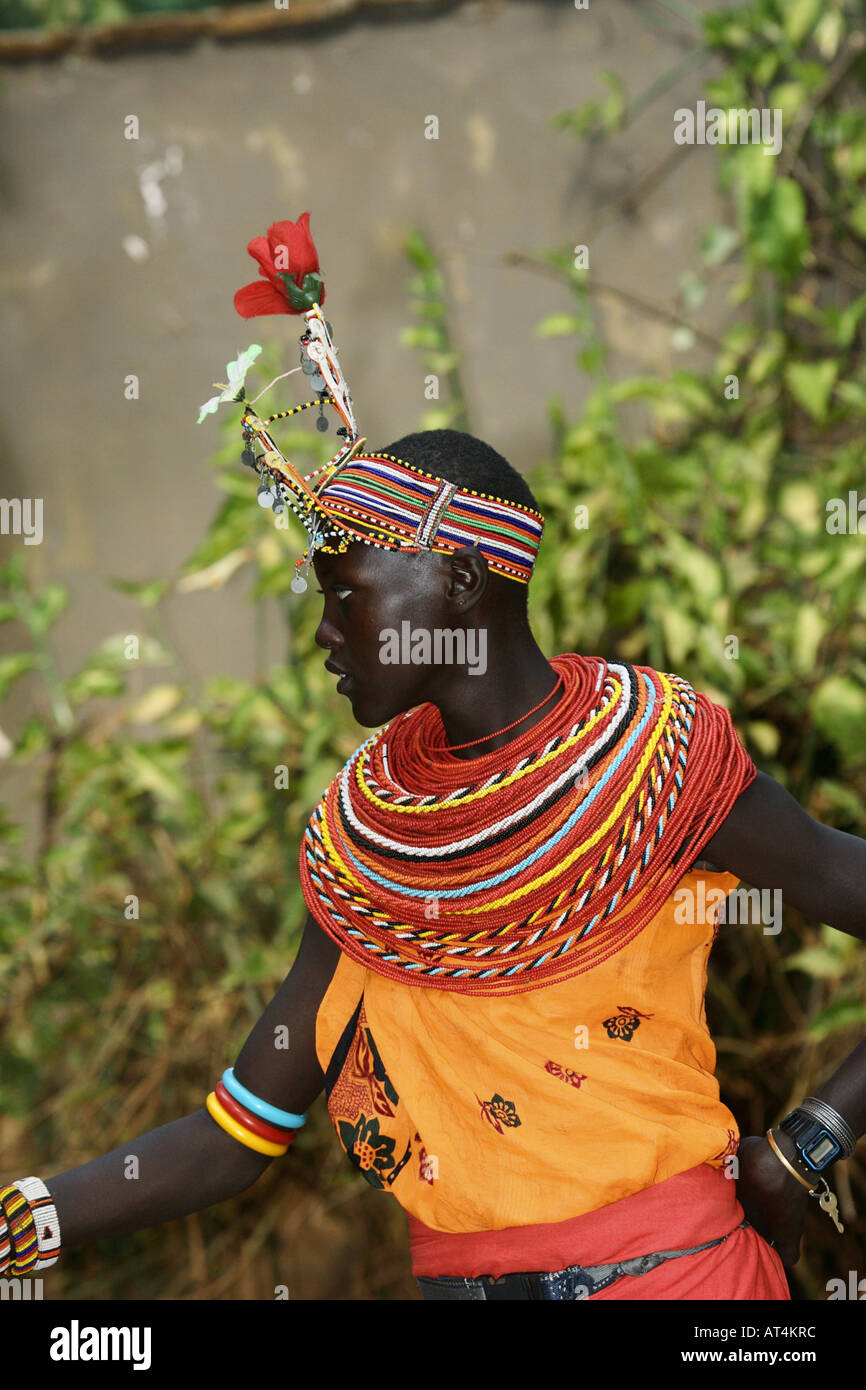 Samburu woman in traditional clothing hires stock photography and