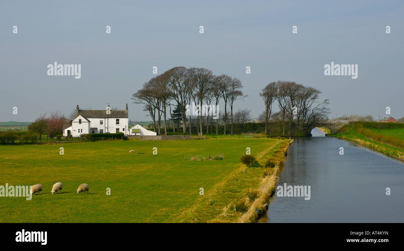 Glasson spur from Lancaster Canal, leading to Glasson Dock, near Lancaster, Lancashire, UK Stock Photo