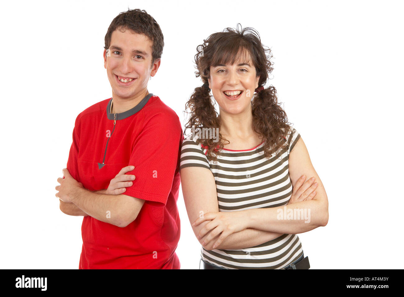 A happy couple standing on white background Stock Photo - Alamy