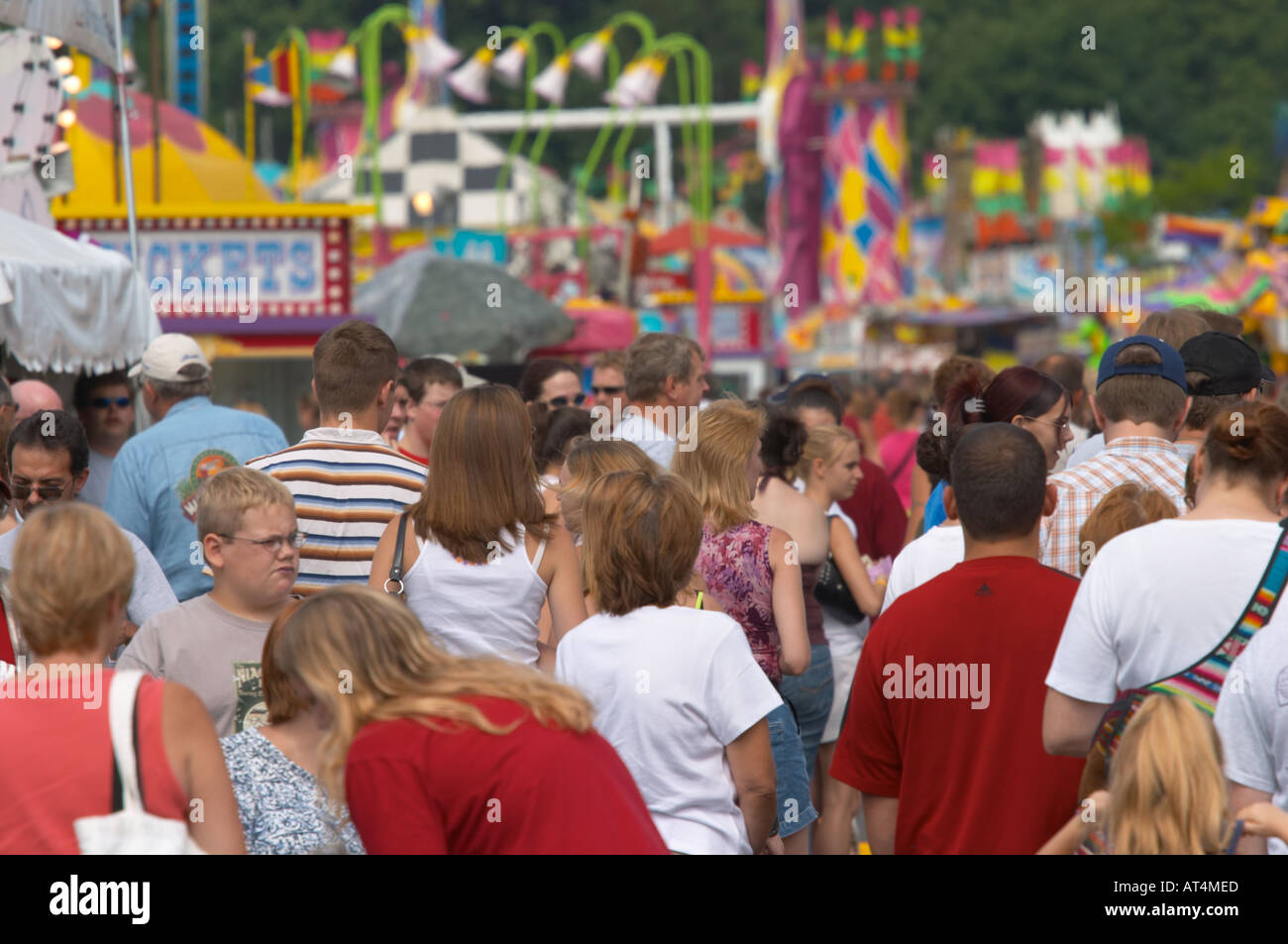 Midway crowds at Erie County Fair and Expo in Hamburg New york Stock