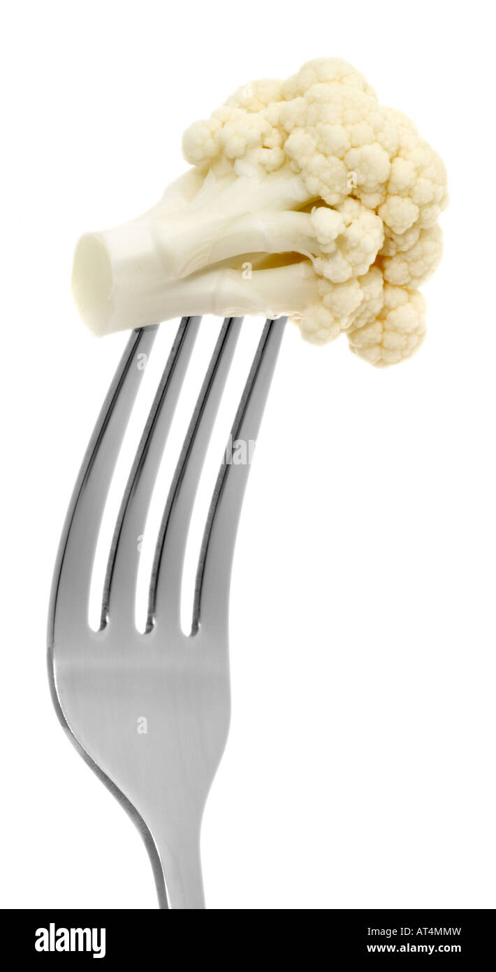 Cauliflower on Fork Stock Photo Alamy