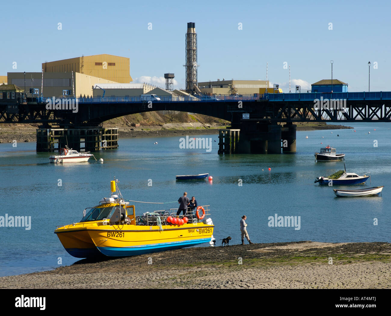 Jubilee Bridge spanning Walney Island. Barrow in Furness and BAE