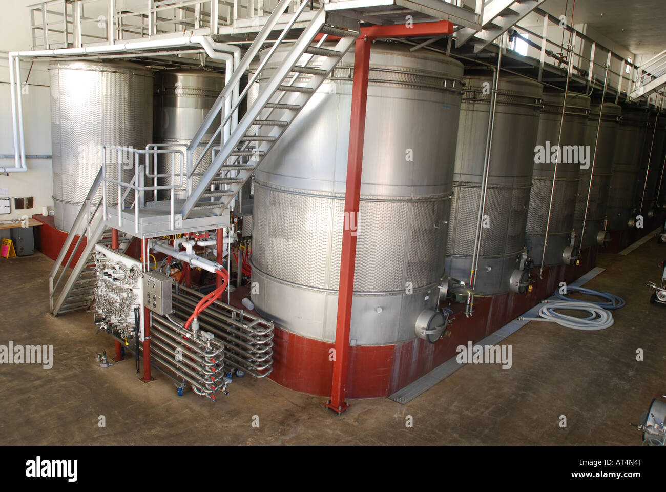 Fermentation tanks at the Silverado Winery in Calistoga California