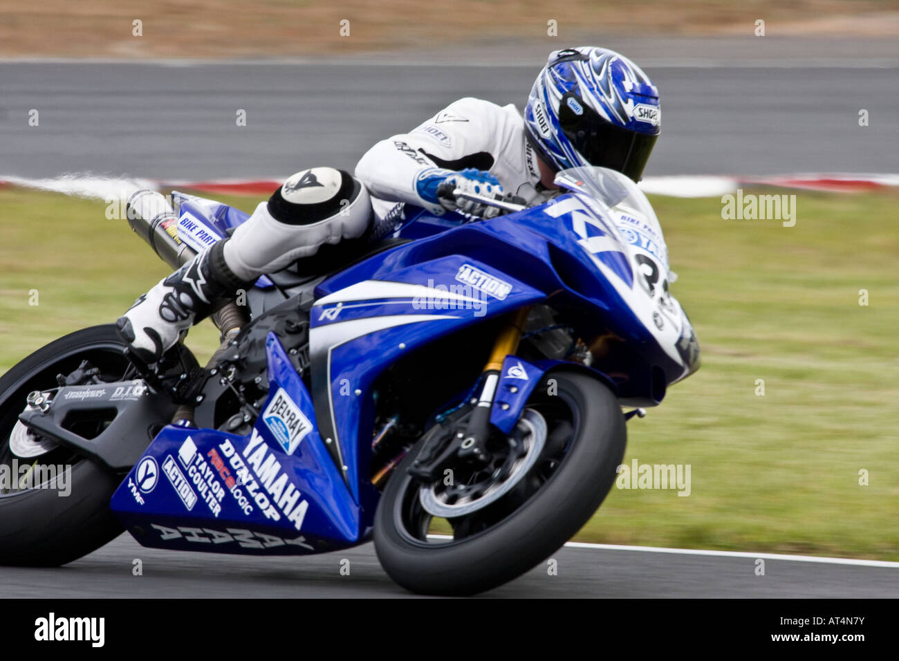 Trevor Taylor riding a Yamaha R1 Superbike Stock Photo