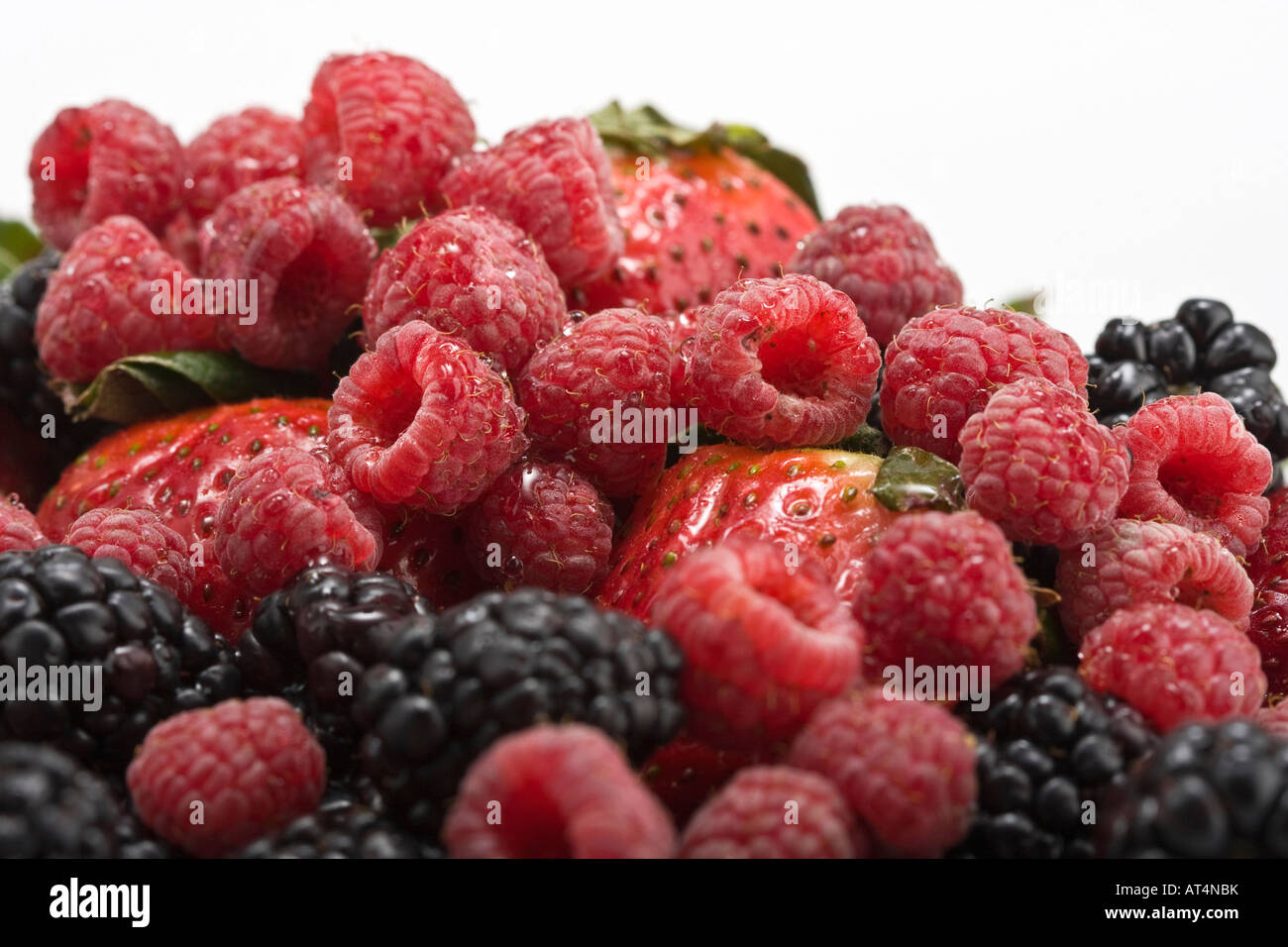 Horizontal Rasberries Strawberries Blackberries Raspberries fruits from above overhead ...