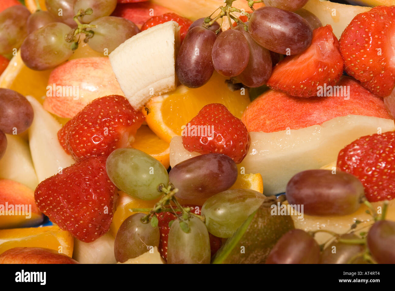 healthy eating plate of fresh fruit Stock Photo