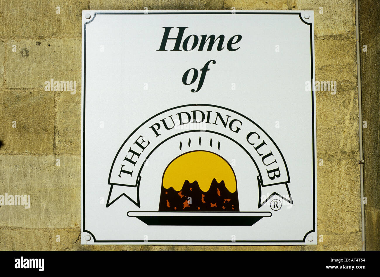 The Pudding Club sign on Three Ways House Hotel, Mickleton, Gloucestershire, England, UK Stock Photo