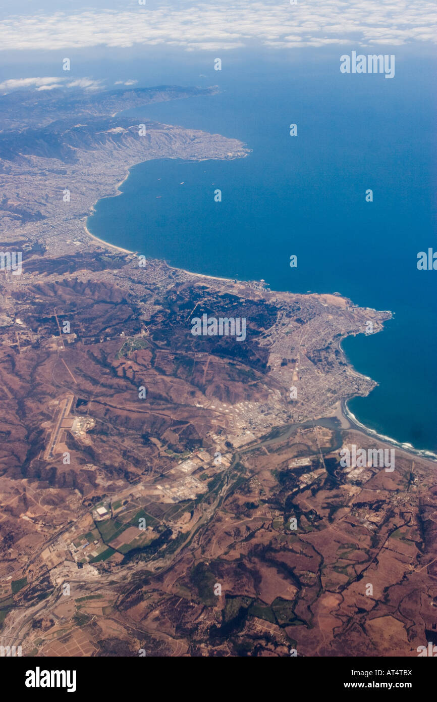 Aerial view of Valparaiso and Viña del Mar, Quinta Región, Chile Stock Photo