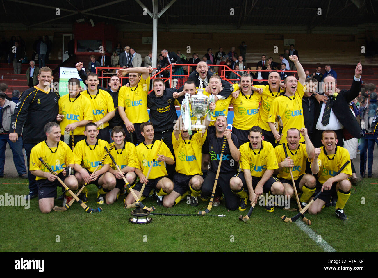 Fort William celebrating their 2007 Camanachd Cup final win Stock Photo
