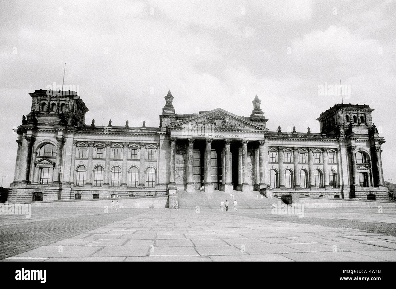 The Reichstag in Cold War West Berlin in Germany in Europe. Architecture Building German History Historical Historic Culture Old Government Travel Stock Photo