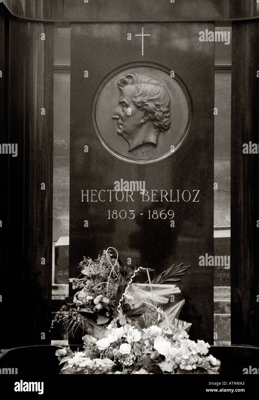 Grave of Hector Berlioz in Montmartre Cemetery in the city of Paris In France In Europe Stock Photo