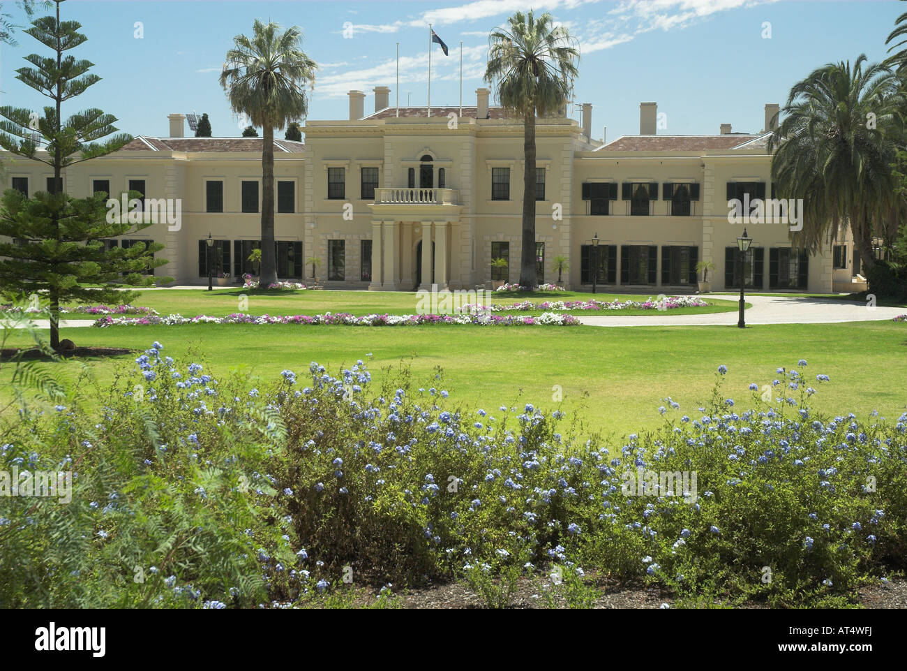 Exterior view of Government House, corner of King William Road and North Terrace, Adelaide, South Australia Stock Photo