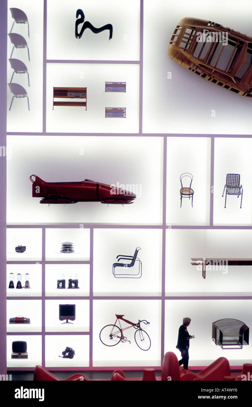 Design objects at the design department of Pinakothek der Moderne museum in Munich Bavaria Germany Stock Photo