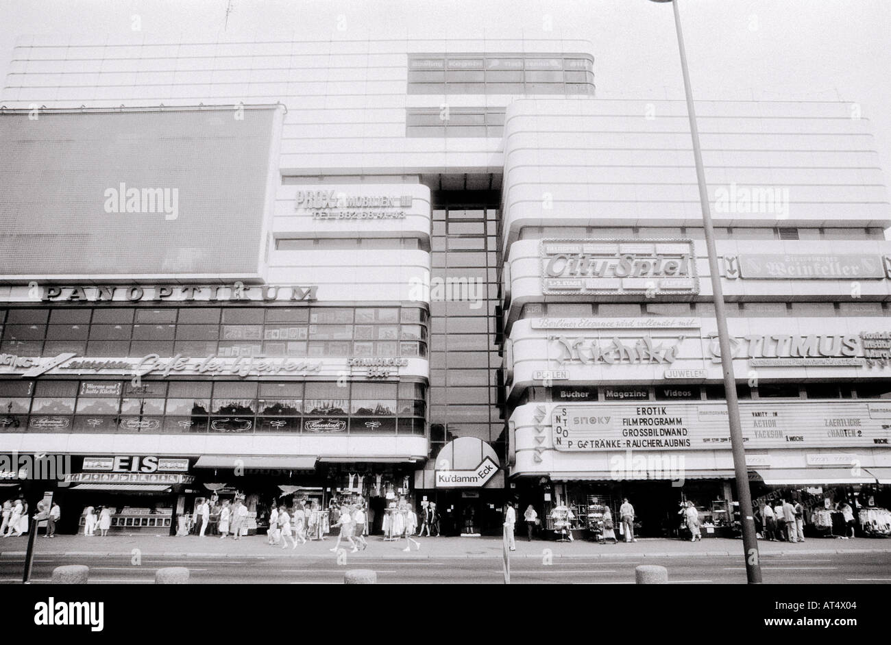 Shopping centre in West Berlin during the Cold War in Germany in Europe. Infra Red Urban City Cities Travel Stock Photo