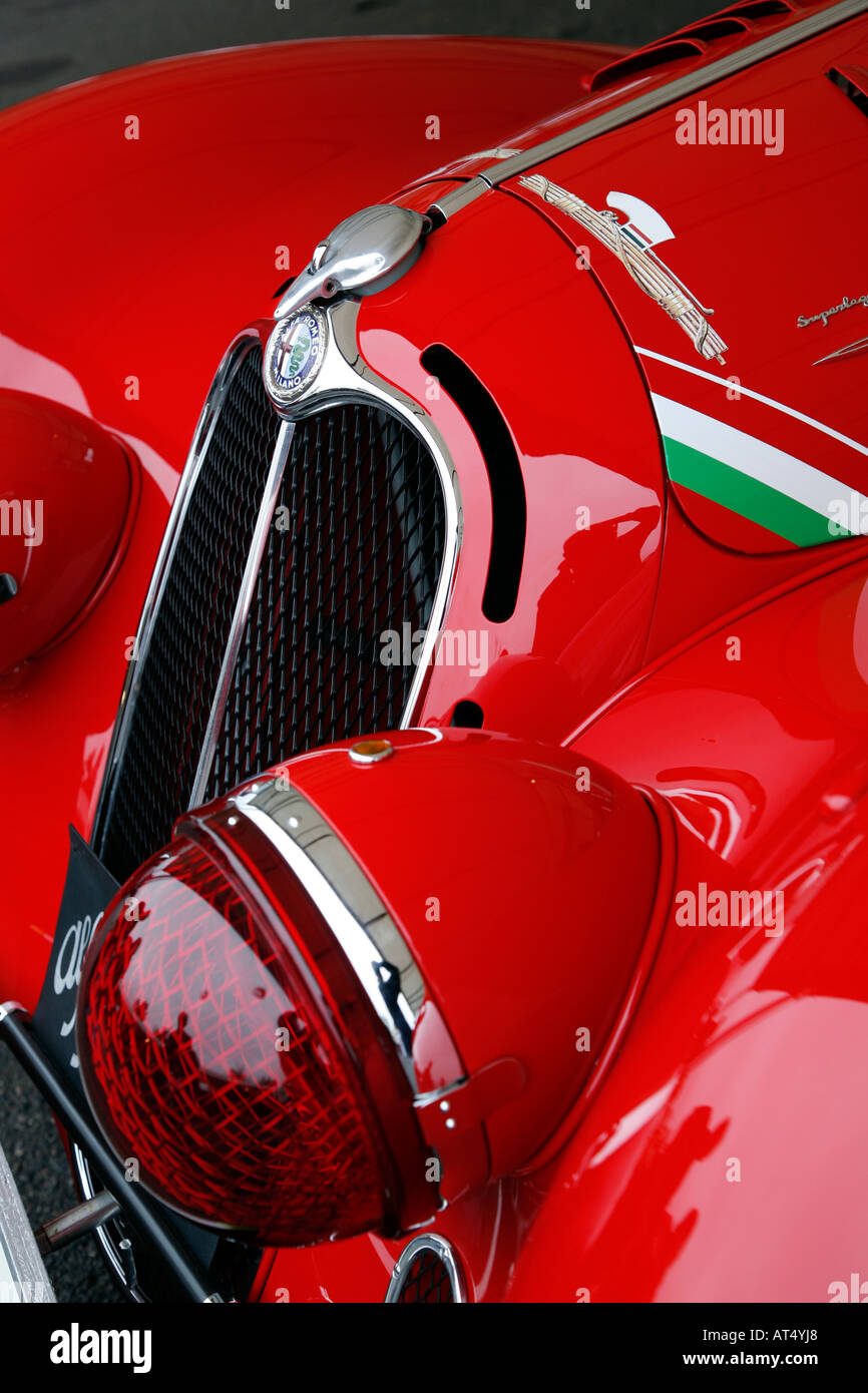 beautiful close up of a striking red vintage 1938 alfa romeo superleggera AT4YJ8