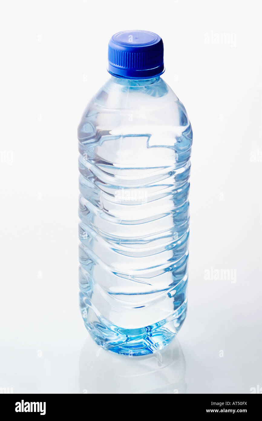 Clear Plastic bottle of mineral wate Stock Photo