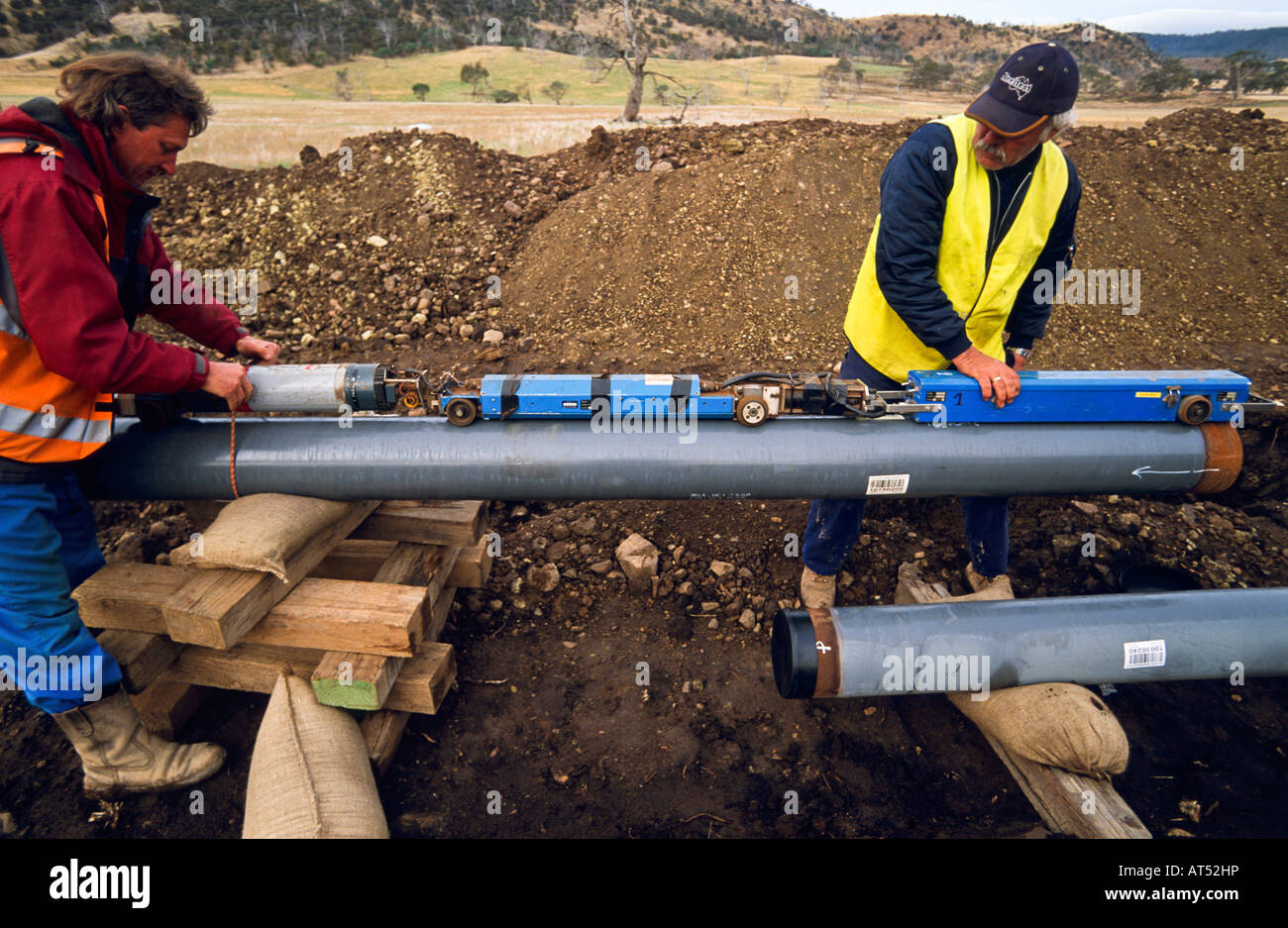 Laying gas pipeline Australia Stock Photo Alamy