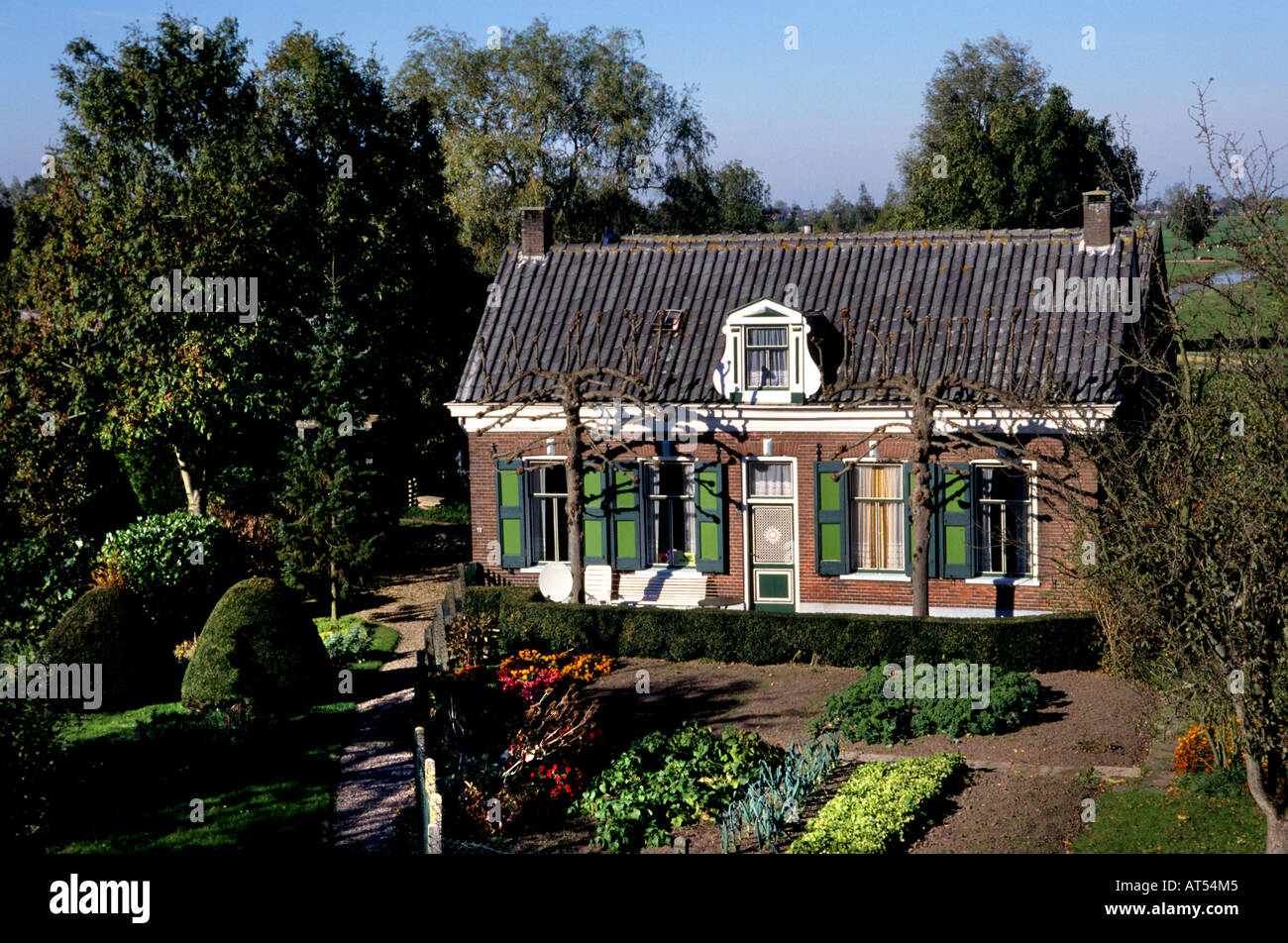Netherlands farm house garden Lek Stock Photo Alamy