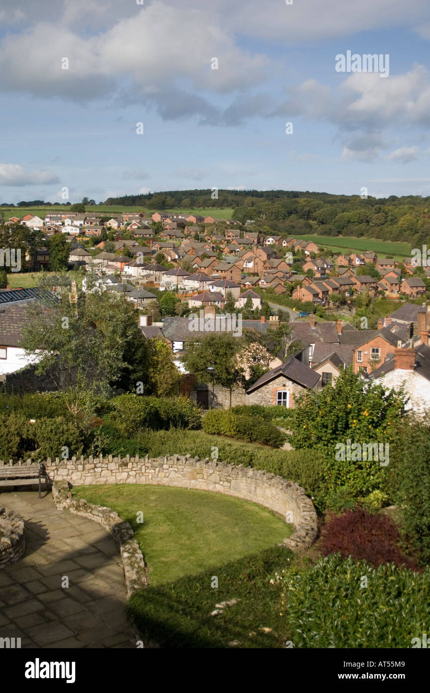 General view over Denbigh town, north wales, on an autumn day, as seen from the Castle Walls Stock Photo