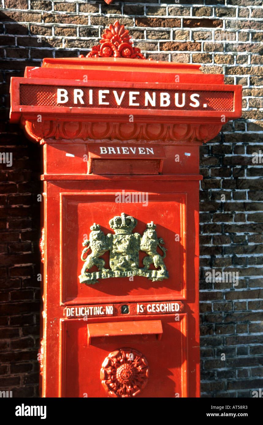 Netherlands South Holland Zuid Holland Maassluis red letter box post office pillar Stock Photo