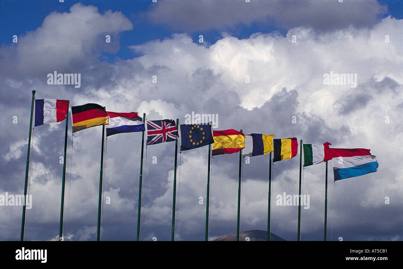 European Union National Flags Stock Photo