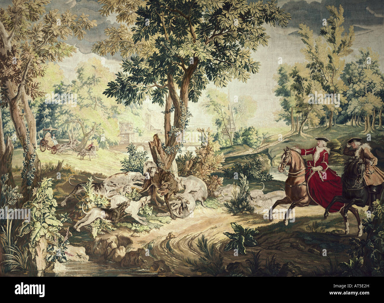 fine arts, tapestry, hunting scene, Beauvais, France, 1727, Residence