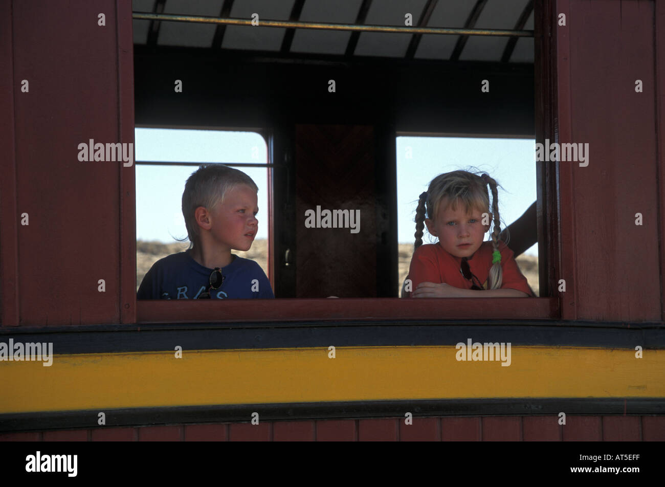 Le Lezard Rouge is an old train turned into a tourist train It travels on the line that served the phosphate mines Stock Photo