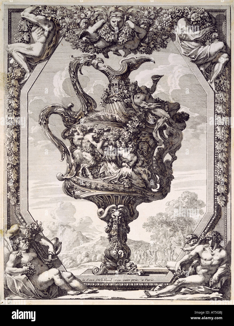fine arts, Manerism, graphics, pomp can, copper engraving by Michel Le Blond, circa 1610, private collection, , Artist's Copyright has not to be cleared Stock Photo