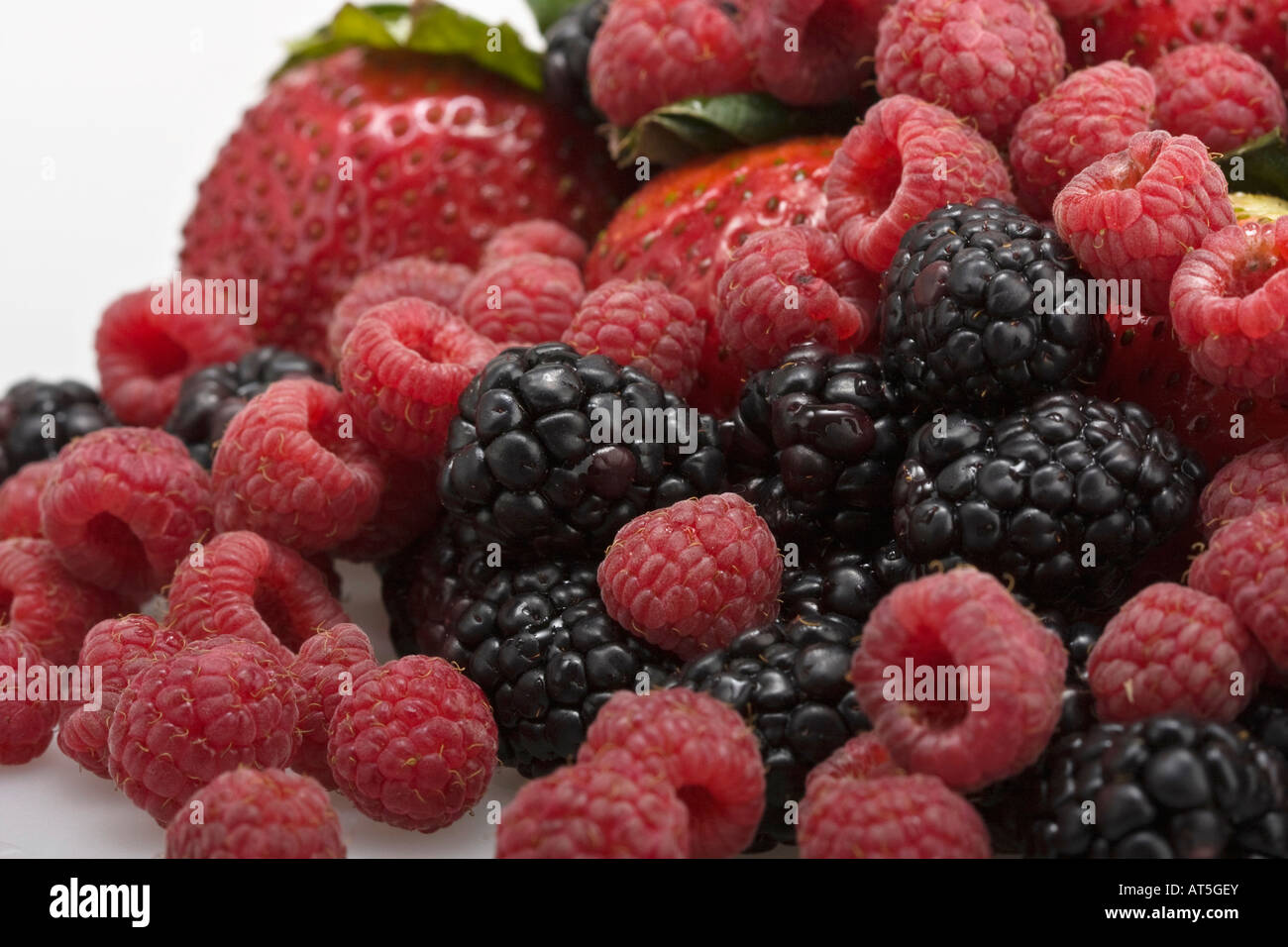 Horizontal Rasberries Strawberries Blackberries Raspberries fruits overhead from above ...