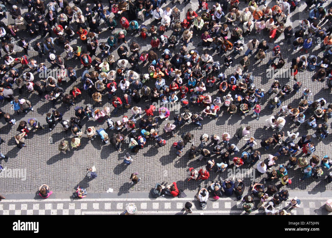 Bird's Eye View to crowd on square Stock Photo - Alamy