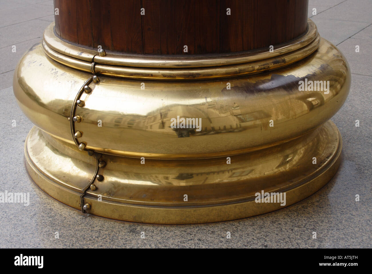 copper rivets copper plating column reflections shine Stock Photo