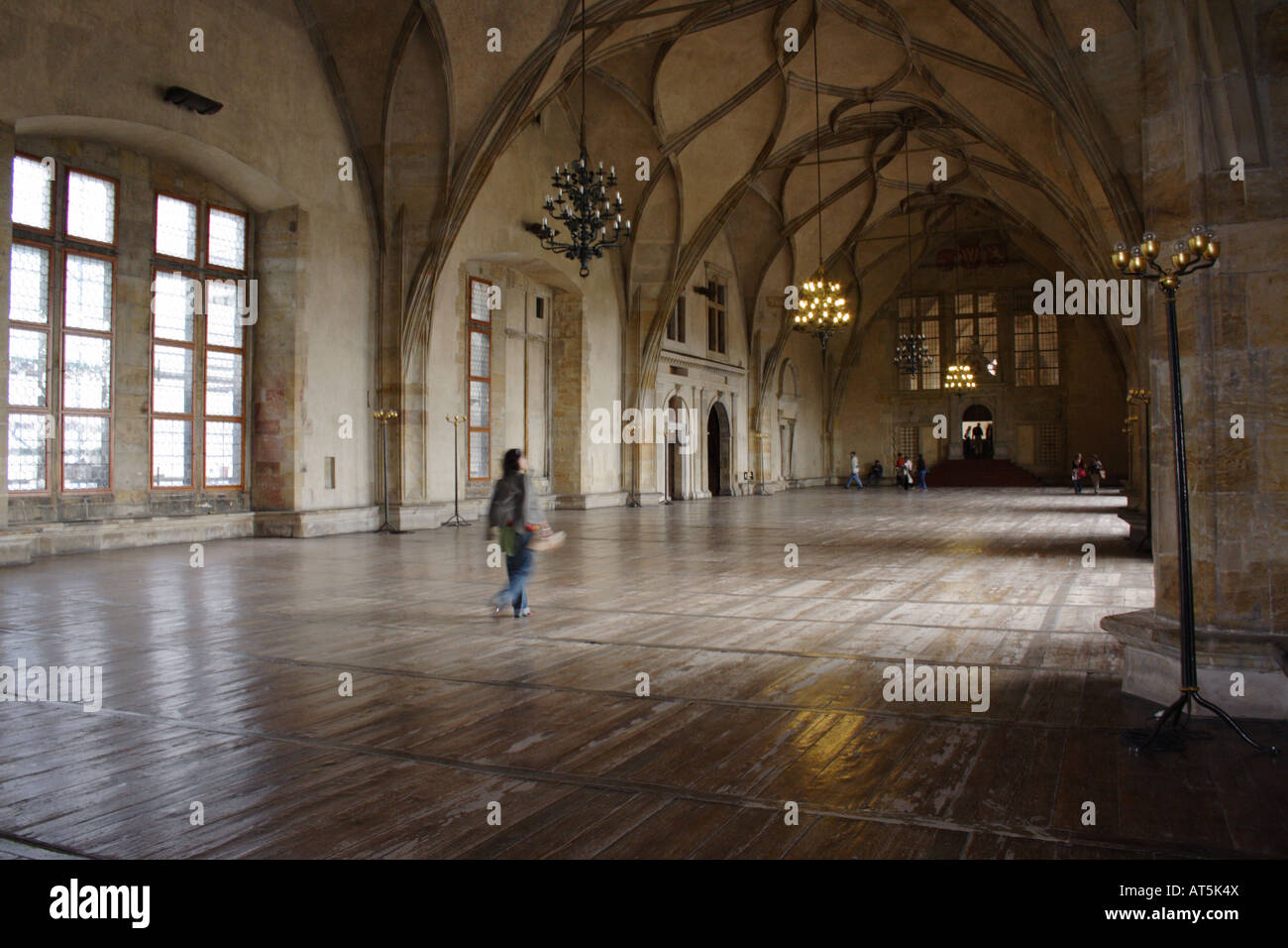 Medieval Prague Castle Interior Large Hall Floor Stock Photo