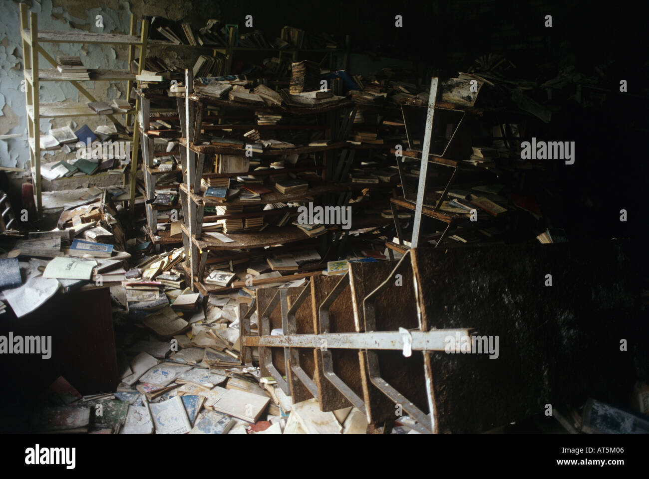 a library in a school in Prypiat (Chernobyl), Ukraine. 19 years after ...