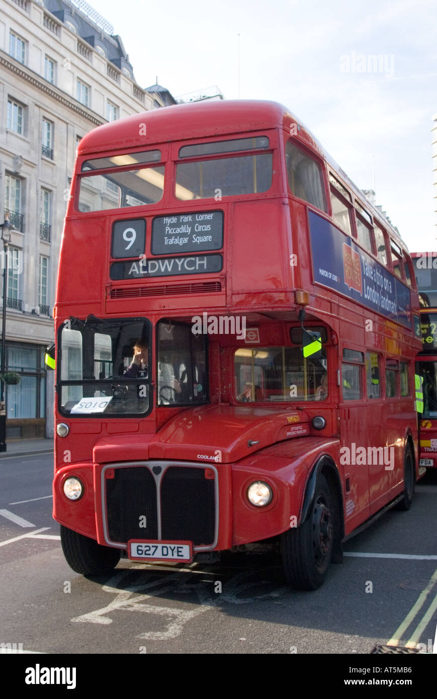 No 9 Routemaster Bus in Trafalgar Square London on way to Aldwych ...