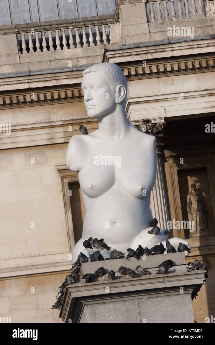 Statue of Alison Lapper Pregnant by Marc Quinn on 4th vacant plinth in Trafalgar Square London Stock Photo