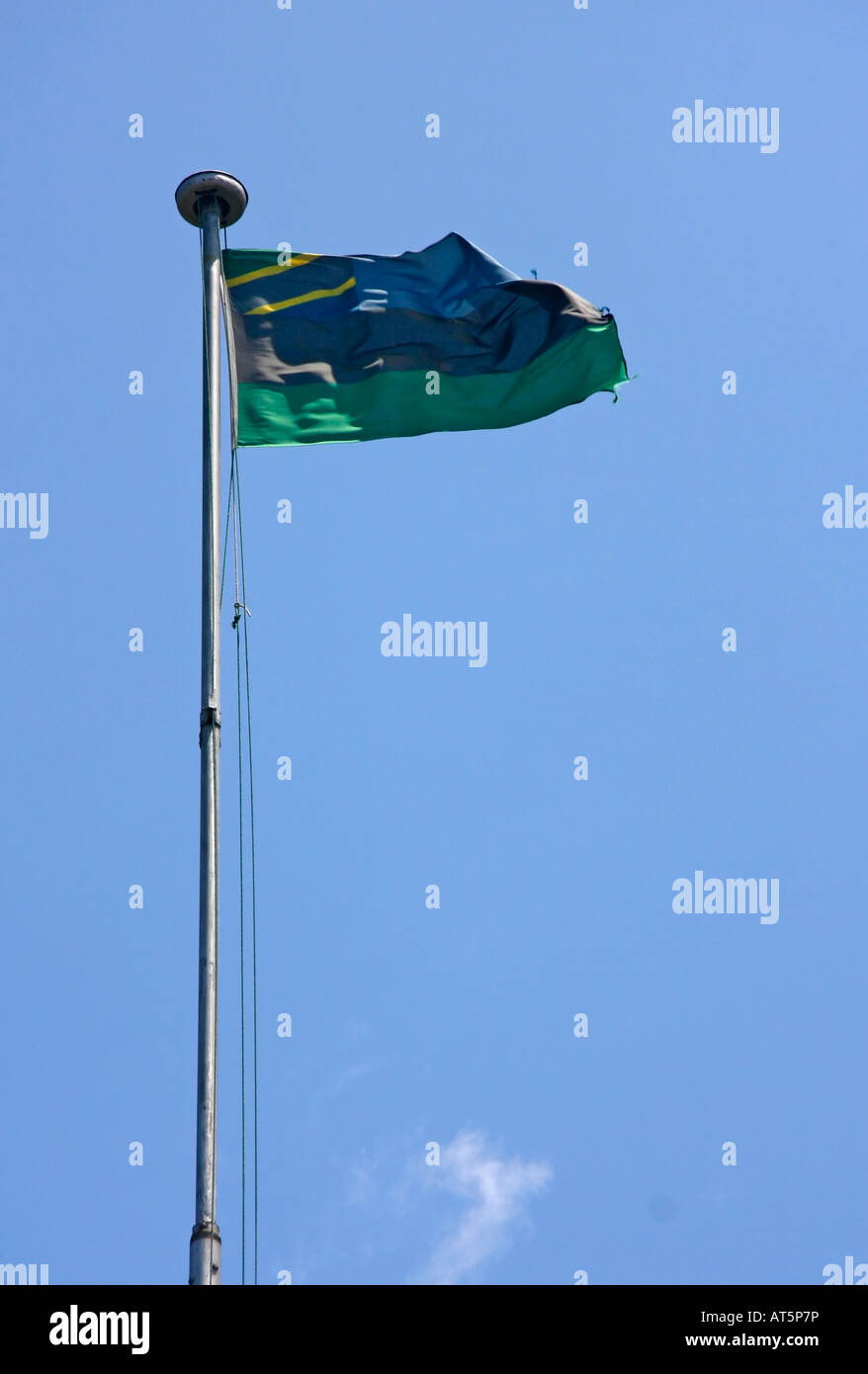 The new official Zanzibar Flag with the Tanzania Flag inserted in the top back corner Stock Photo