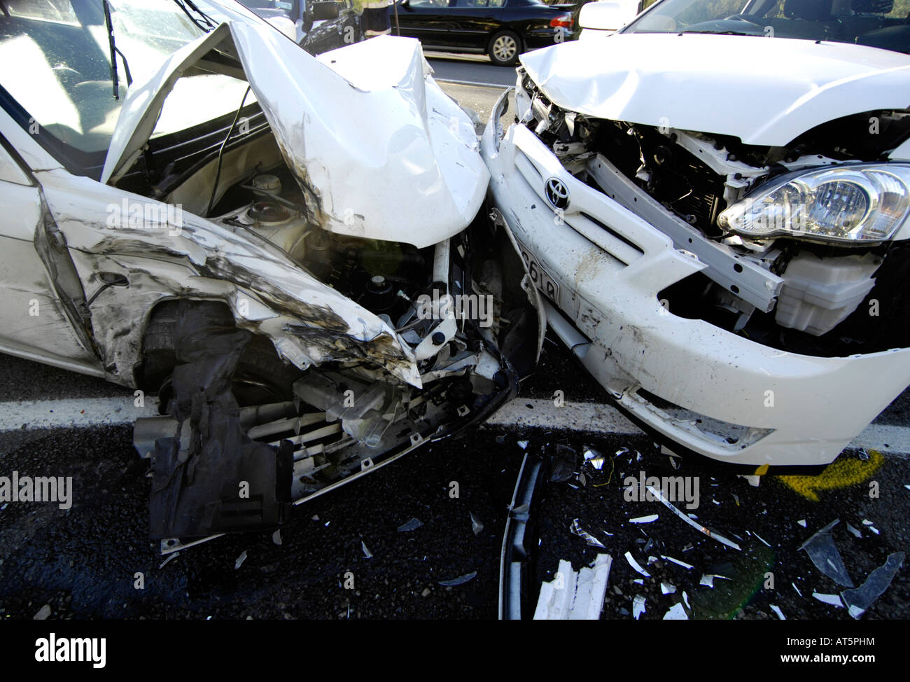 Automobile accident on the highway, Wellington, New Zealand Stock Photo