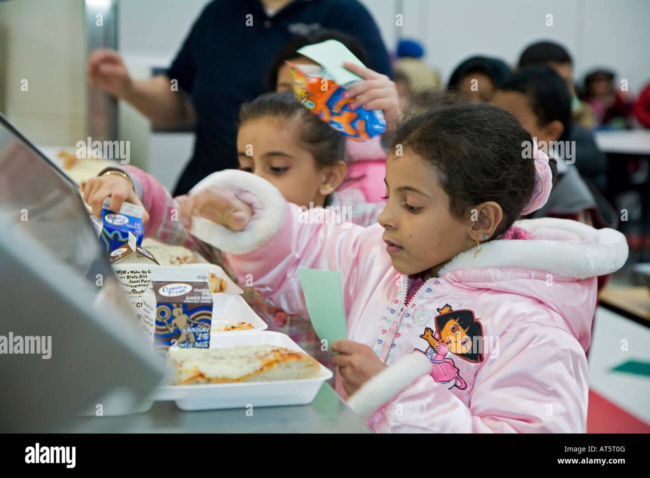 Dearborn Michigan Children in the cafeteria at Miller Elementary School Stock Photo