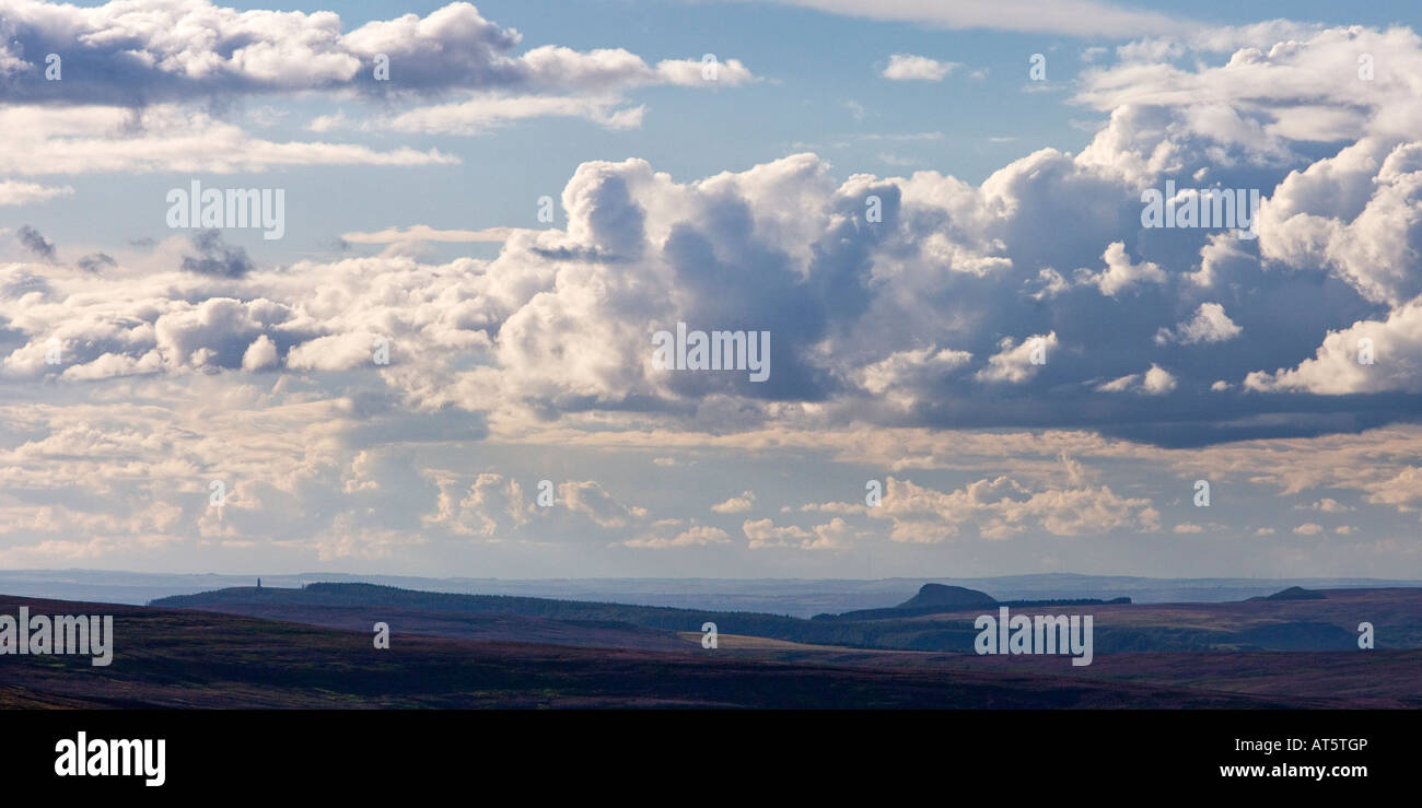 Roseberry Topping and Captain Cooks Monument from Commondale North York Moors National Park Stock Photo