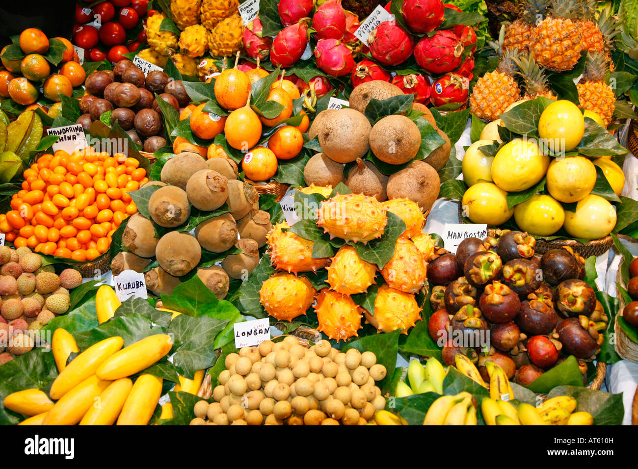 Tropical fruits La Boqueria Market Barcelona Spain Stock Photo Alamy