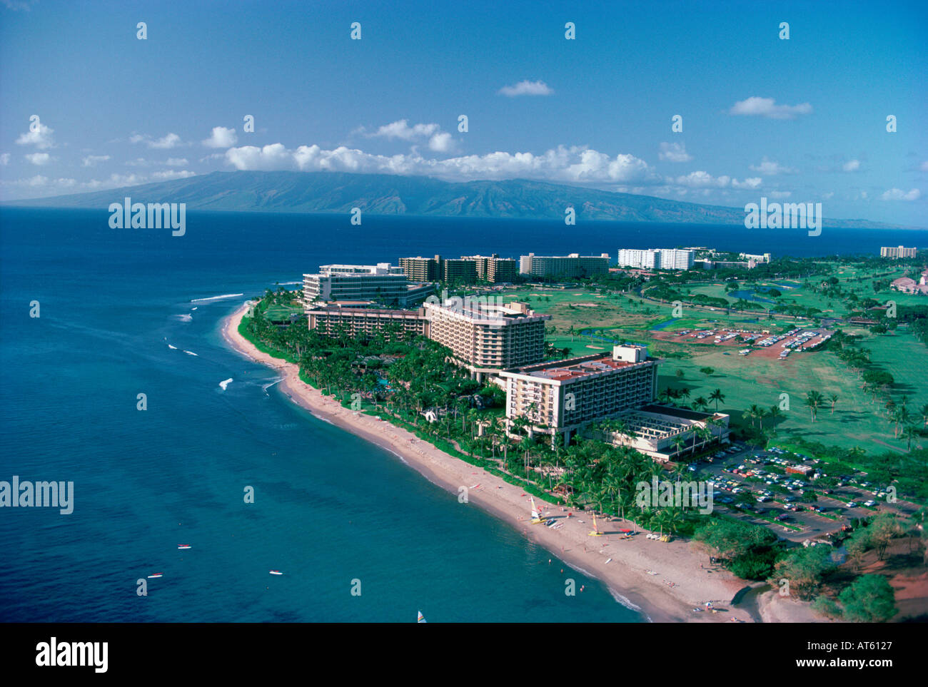 Hawaii Maui Aerial Kaanapali Resort High Resolution Stock Photography ...