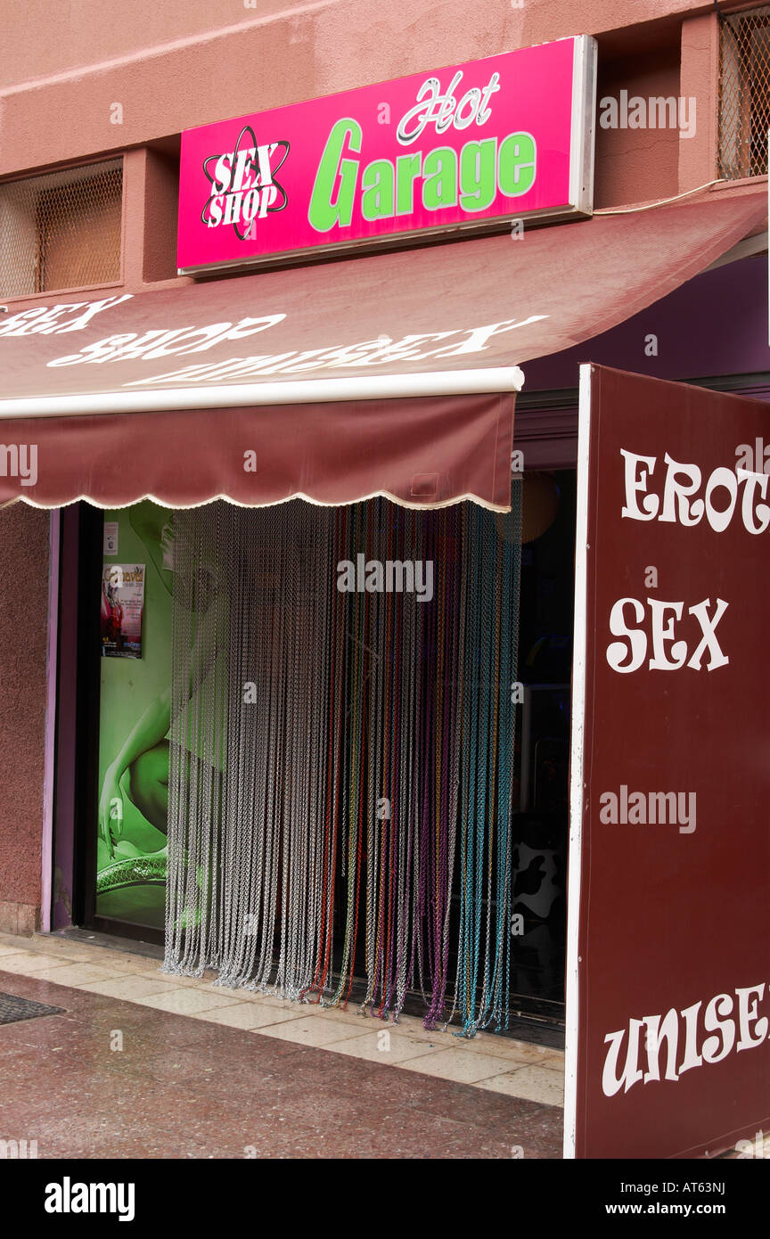 Unisex sex shop in the Yumbo centre in Playa del Ingles on Gran Canaria in the Canary islands Stock Photo